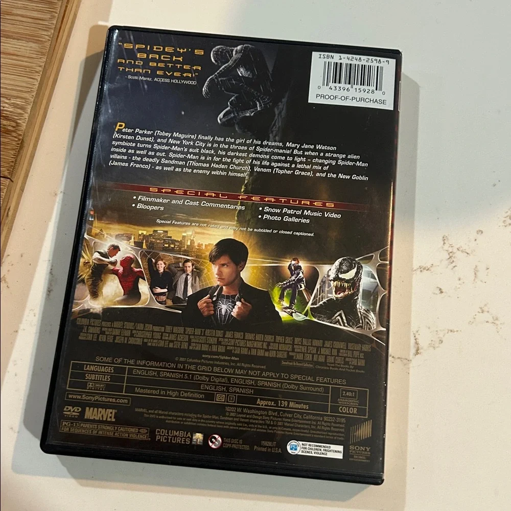 Spider-Man 3 DVD - preowned owned good condition